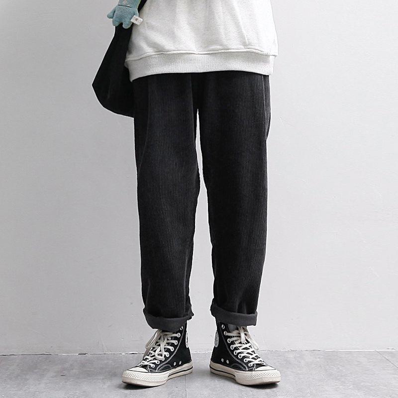 Men's and Women's Retro Japanese-Style Loose Fit Corduroy Pants