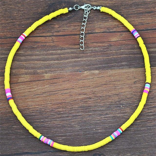 4/6mm Polymer Clay Necklace For Women Soft Pottery Boho Choker Necklaces Colorful Surfer Beads Collar  Bohemian Jewelry