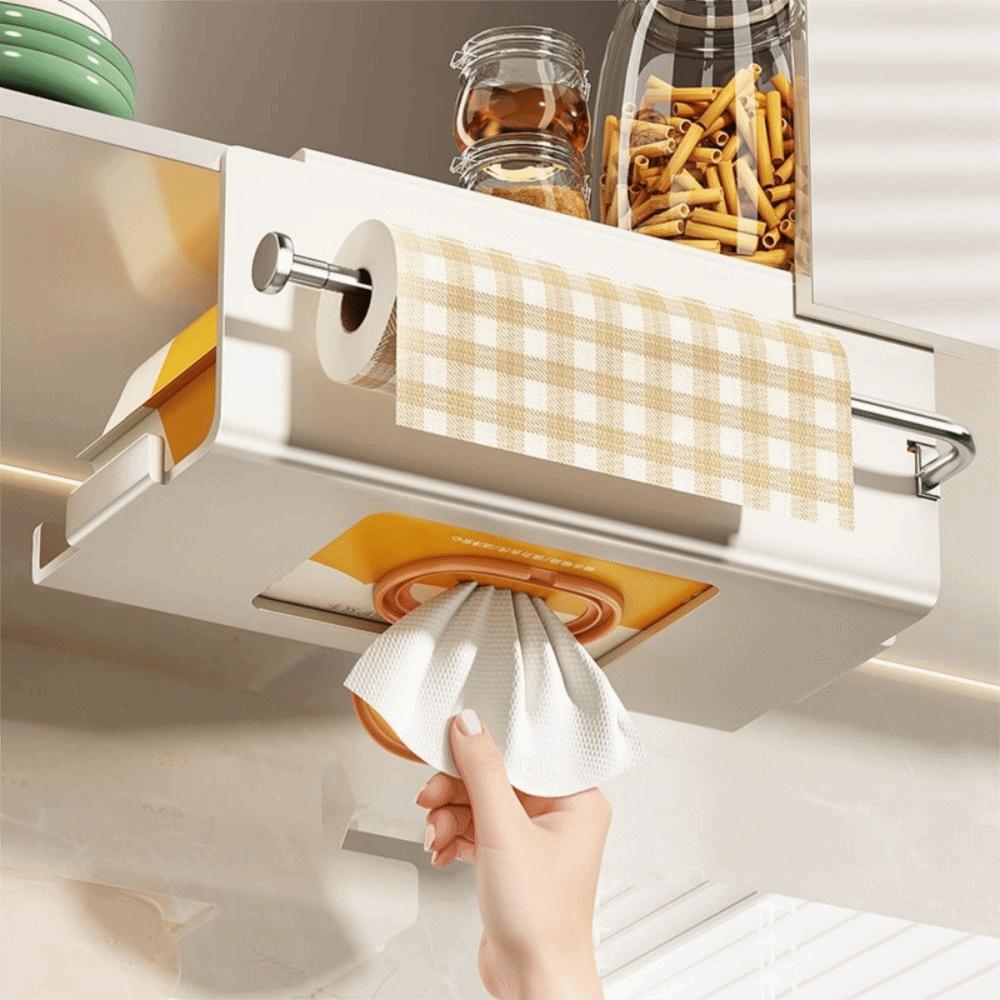 Carbon Steel Under Cabinet Paper Towel Holder Wall Mounted Roll Paper Holder Bathroom