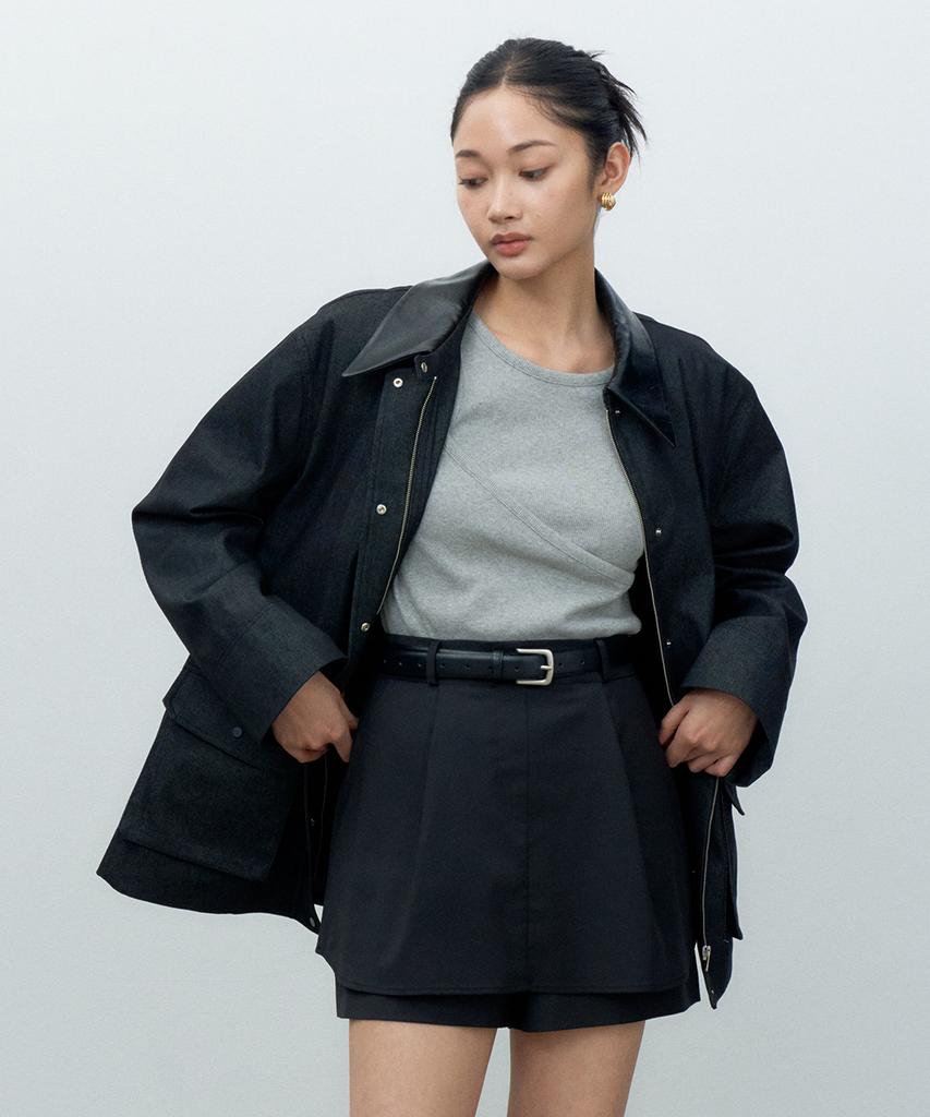 MAKE A TOAST Wave Wide Skirt Pants Black Mbespa007Bk