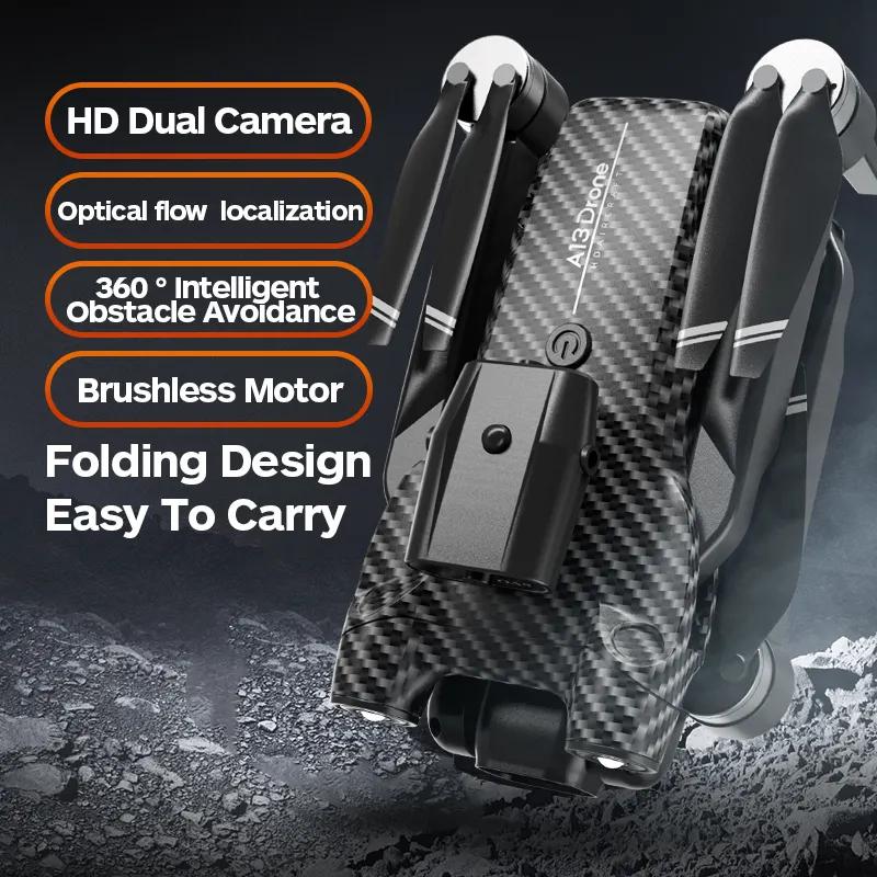2023 New A13 4K Dual Camera Mini Drone 100m Optical Flow Foldable Wifi Obstacle Avoidance Brushless Motor Dron Quadcopter Toy