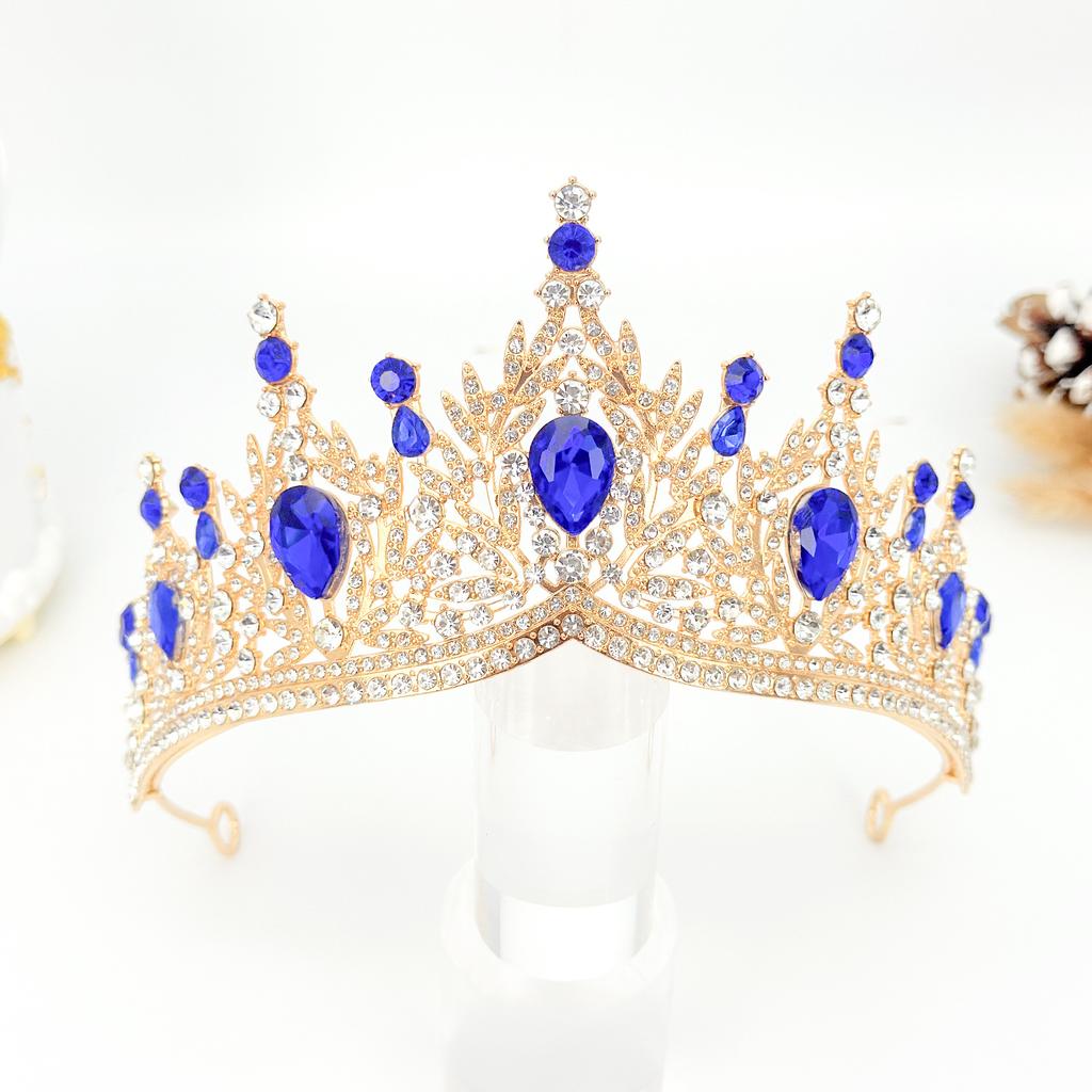 New European and American Bridal Crown Rhinestone Headband Baroque Alloy Crown Wedding Dress Accessories