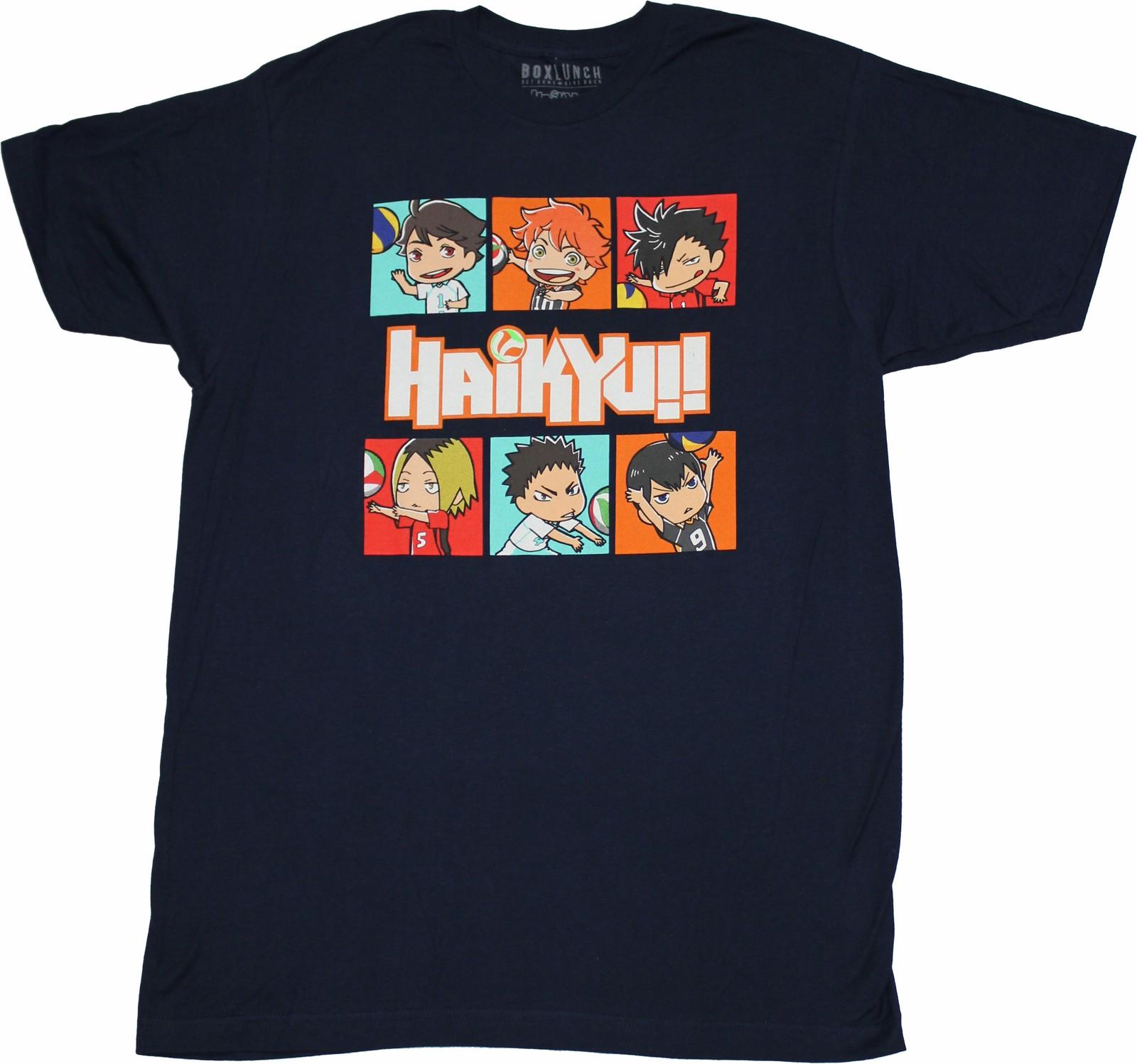 Haikyu! New Adult T-Shirt - Chibi Style Character Boxes & Logo XXXXL