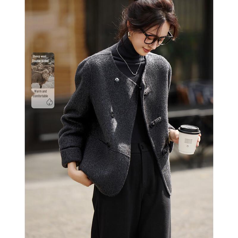 

Mohan Yimei Women s New Chinese Style Double-Faced Wool Coat L