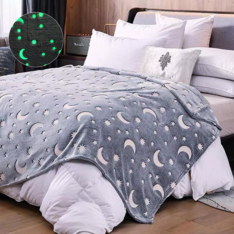 Luminous Warm Flannel Blankets Night Fluorescent Geometric Print Sheet Sofa Throw Bedspread Children's Siesta Leisure Coverings
