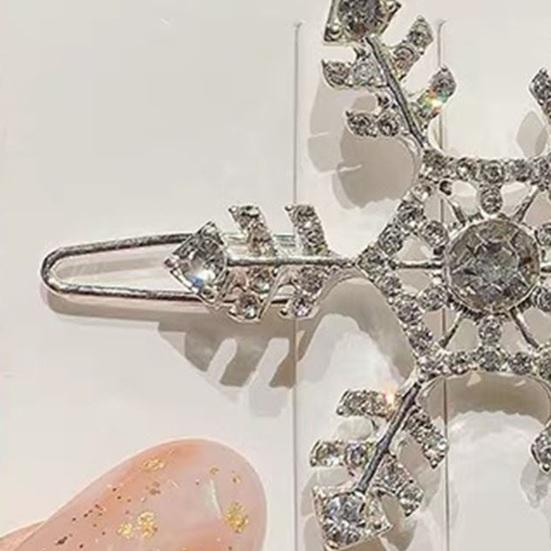 Hair Clip Stylish Hairpin Sparkling Snowflake Design Women Girls Daily Wear Hair Clamp Weddings Christmas Ornaments