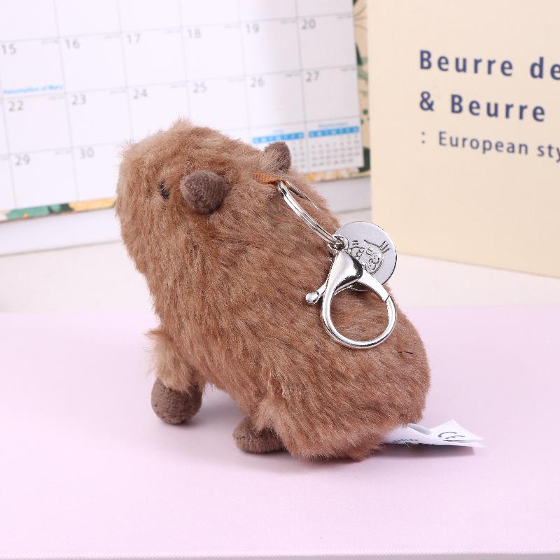 Kawaii Simulation Plush Capybara Keychain Cute Stuffed Animal Doll Pendant Car Key Holder Backpack Hanging Decoration Gifts