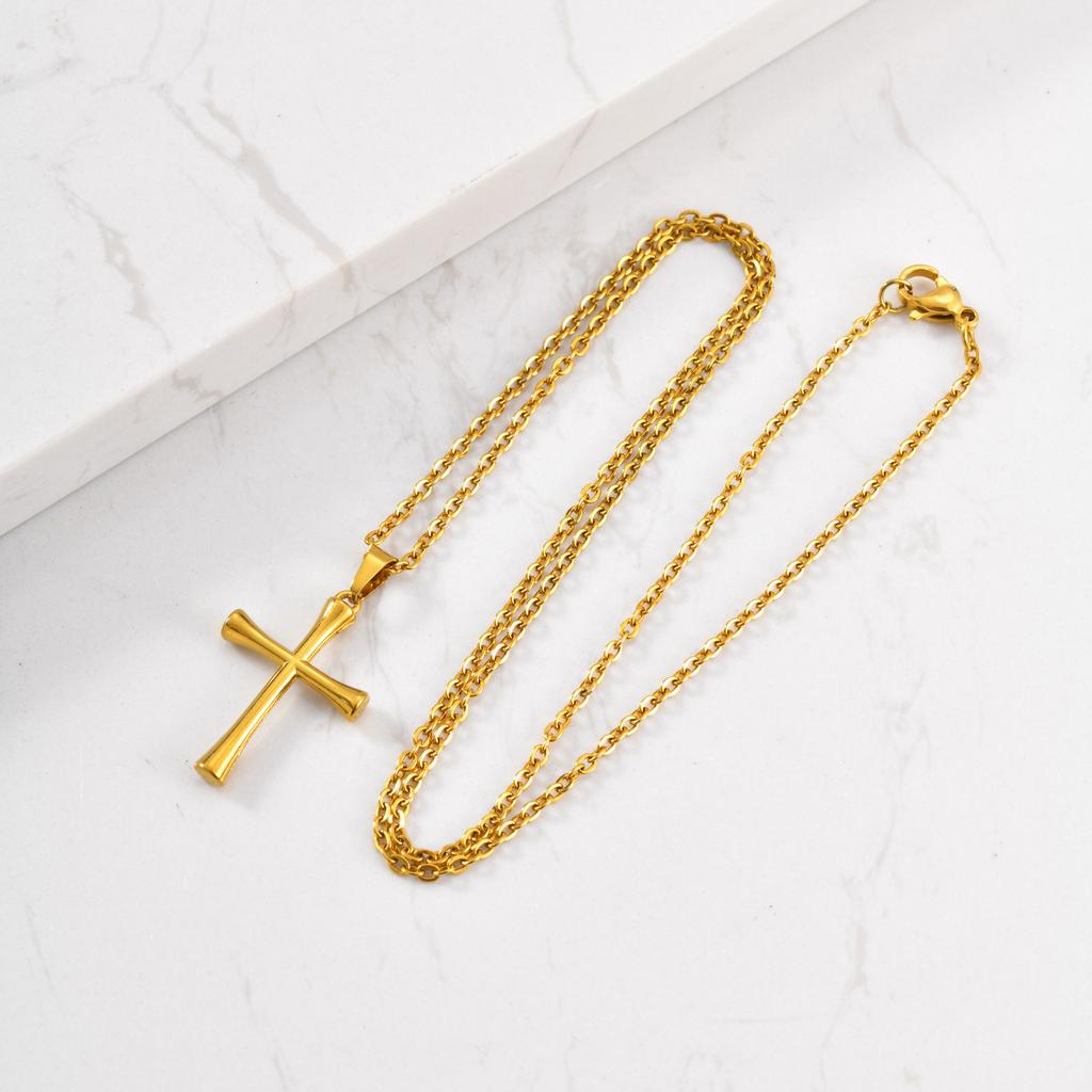 Vnox Stainless Steel Cross Pendant Necklace for Men Women, Silver Color Cross Necklaces, O-Chain Basic Religious Unisex Jewelry