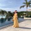 Seaside Beautiful Temperament Yellow Tube Top Neck Dress Women's Dopamine Bright Atmosphere Holiday Dress
