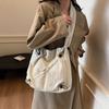 Trendy Cloth Bag Large Capacity Fashion Solid Color Shoulder Bag Casual Messenger Bag Pleated Commuter Tote Bag