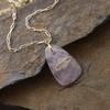 Original creative natural stone powder crystal zirconium pendant plated real gold necklace niche design versatile couple jewelry