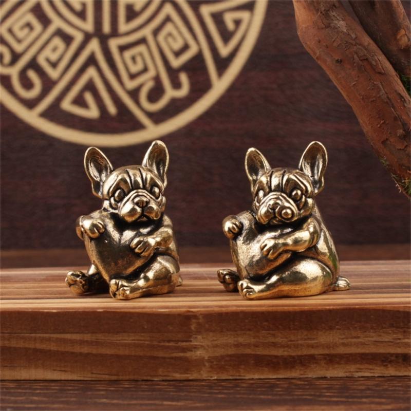 Dog Figurine With Heart Charm Handcrafted Decoration