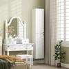 Wall-mounted Bathroom Cabinet, Lacquered Surface, 6 Shelves, MDF, White