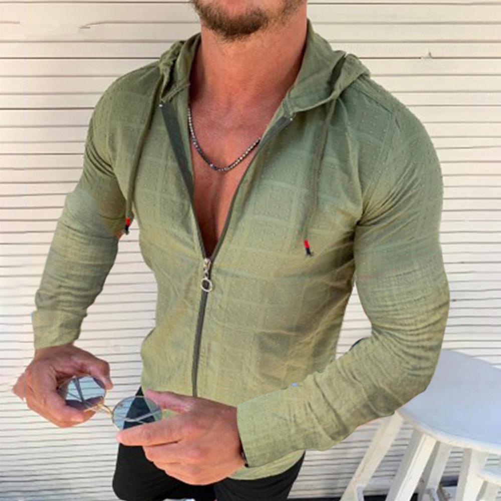 Herren Slim Fit Langarm Hoodie Strickjacke T-Shirt
