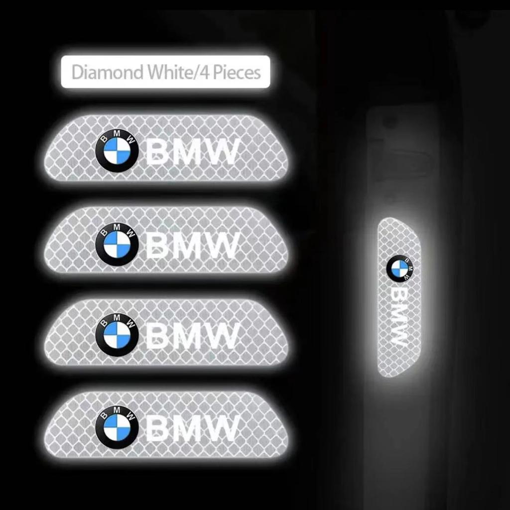 4Pcs/Set Car Door Stickers DIY Car BMW M Reflective Tape Warning Mark Reflective Open Notice Bicycle Accessories Car Decoration