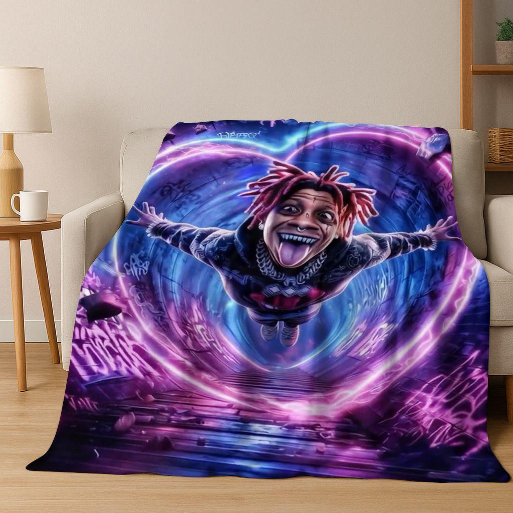 3D Top Rapper Legend Star Art Cartoon Hip Hop Flannel Blanket,Cozy Soft Throw Blanket for Home Bedroom Bed Sofa Cover Gift