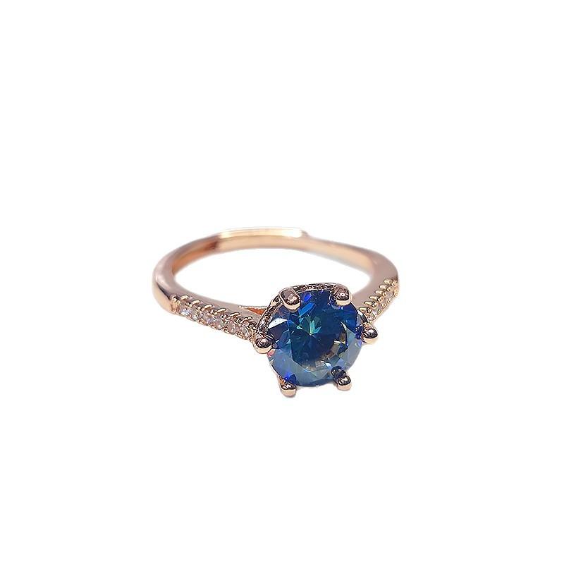 Colorful Lotus Ring Light Luxury Imitation Colorful Rose-Plated Gold Inlaid 2 Carat Live Diamond Ring