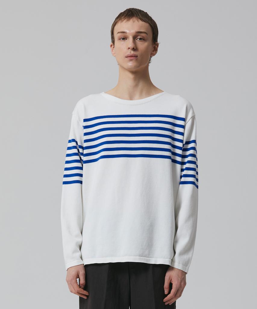 PUBLICFIGURE Essential Basque Shirt_Ivory/Blue