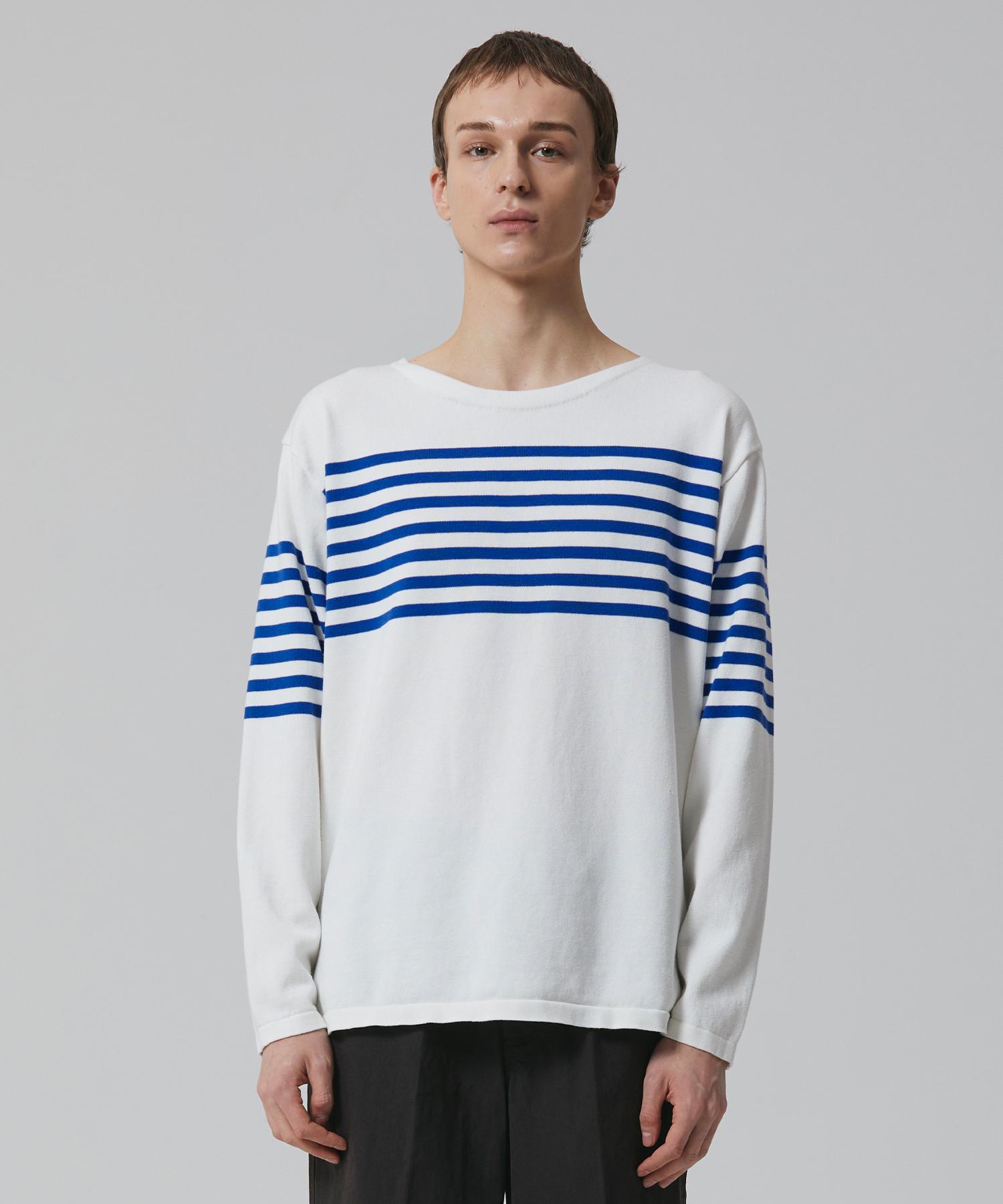Public Figure Essential Basque Shirt_Ivory/Blue 1