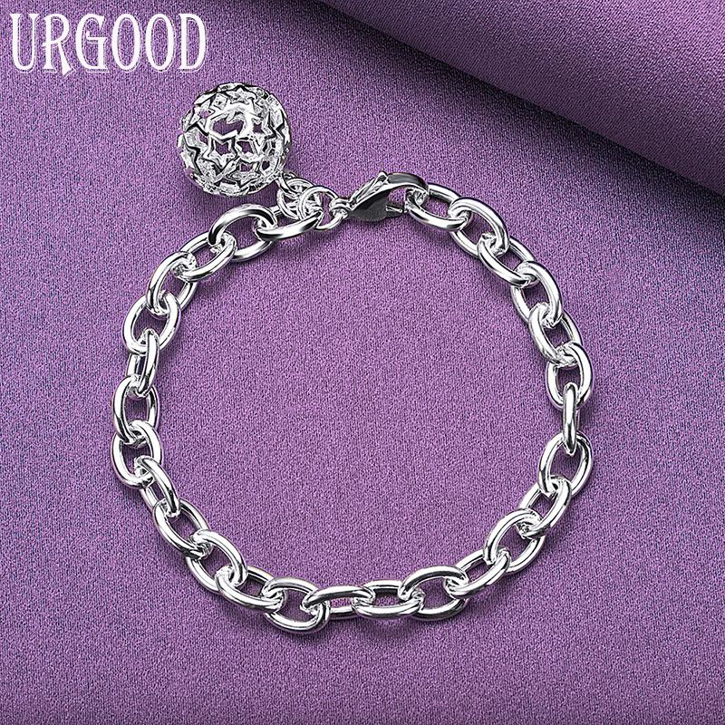 

Браслет с подвеской в виде полого шара из стерлингового серебра 925 пробы 20cm