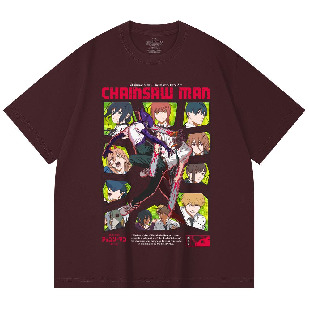 

230 Gsm 100% Cotton Chainsaw Man V17 Reze Arc Print Unisex Heavy Cotton T Shirt 2XL