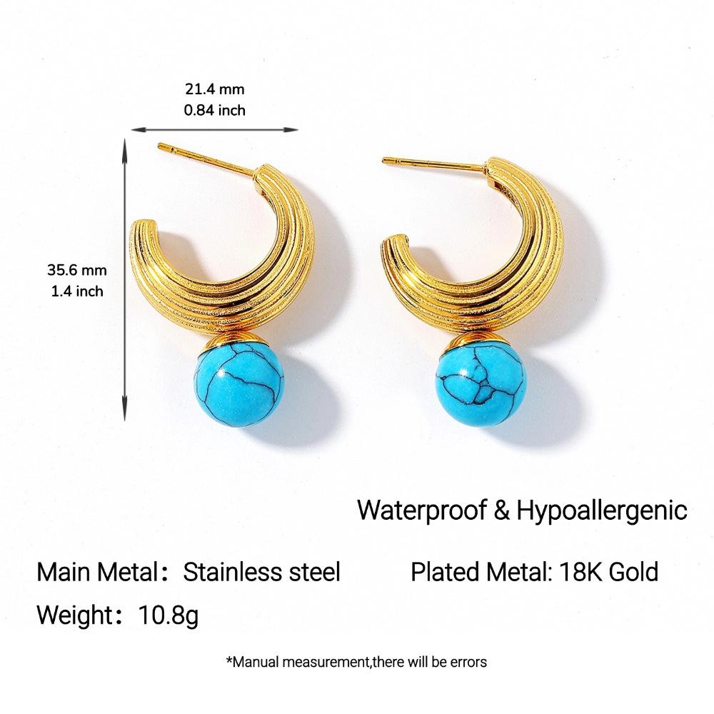 Серьги-гвоздики Ying Tai из 18-каратного золота, с высокой полировкой, нетускнеющие, с бирюзой, из нержавеющей титановой стали, для женщин. 18K