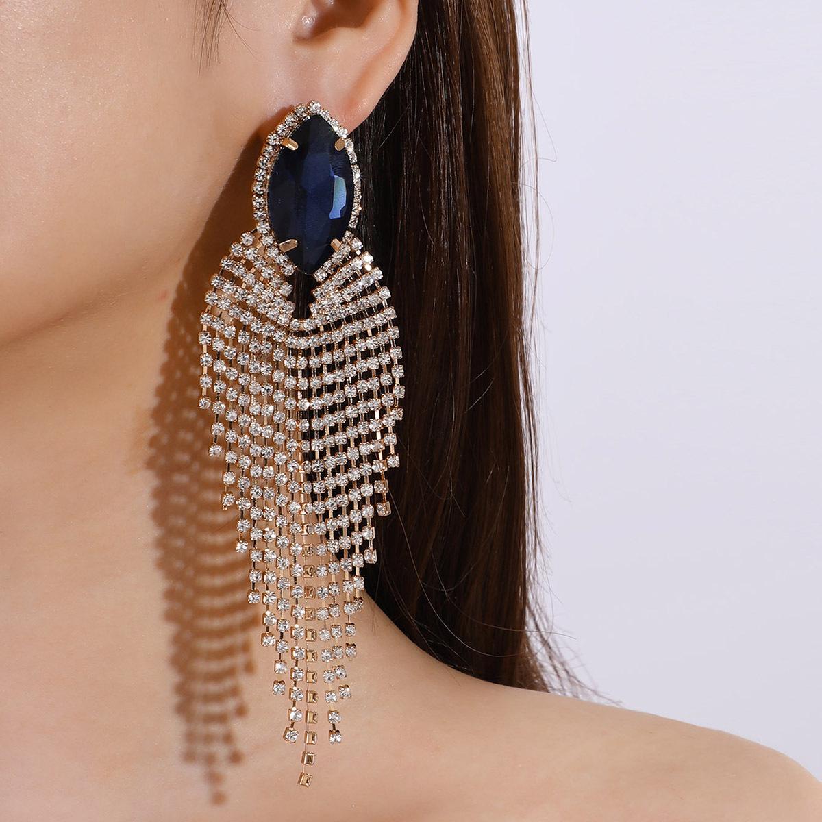 

Super Flash Claw Chain Exaggerated Stud Earrings Temperament High-End Fashion Earrings Long Fringed Earrings Women