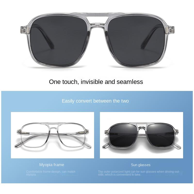 Transparent Frame 2333A 6PCS Magnetic Polarized Clip On Sunglasses Plastic Frame For Night Driving Sunglasses UV400