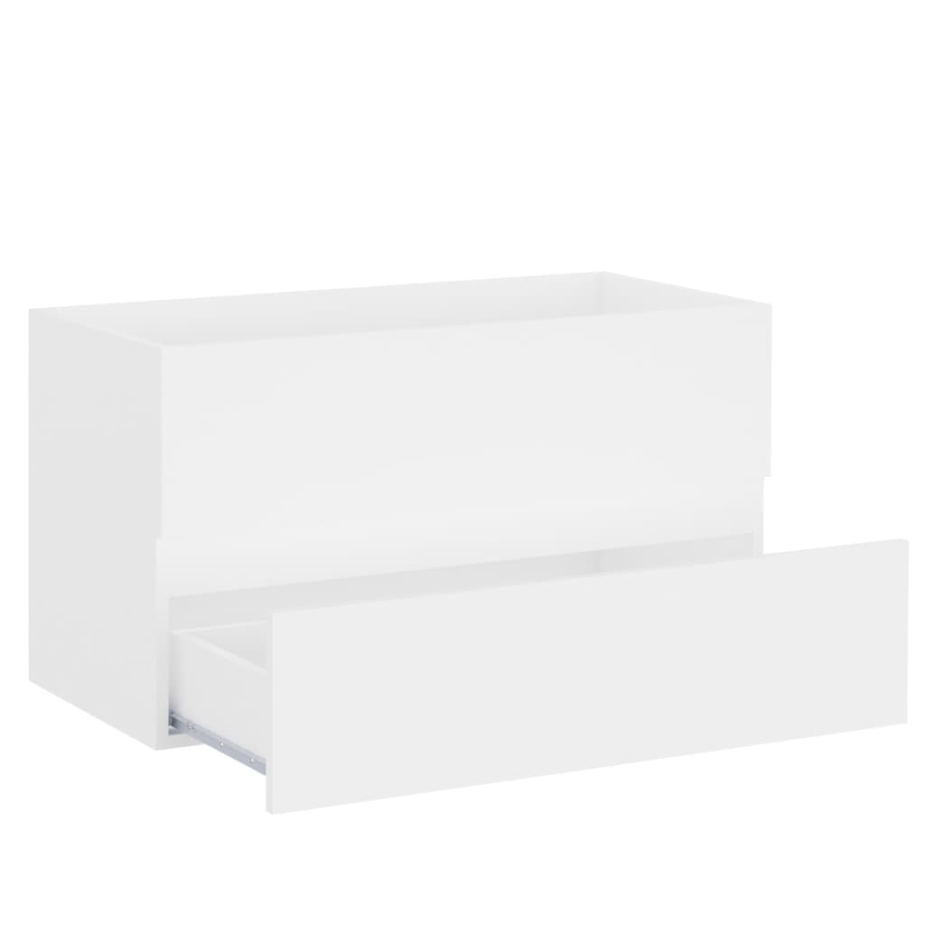 White Washbasin Cabinet with Built In Basin Wood Based Material