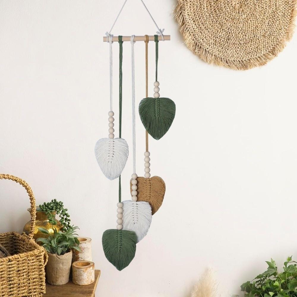 Yarn Woven Wall Art Leaf Tapestry Handmade Wall Hanging Pendant Creative Handwoven Tapestry  Gift