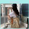 Trendy Canvas Tote Bag With Embroidery Roomy Shoulder Bag For Women And Students