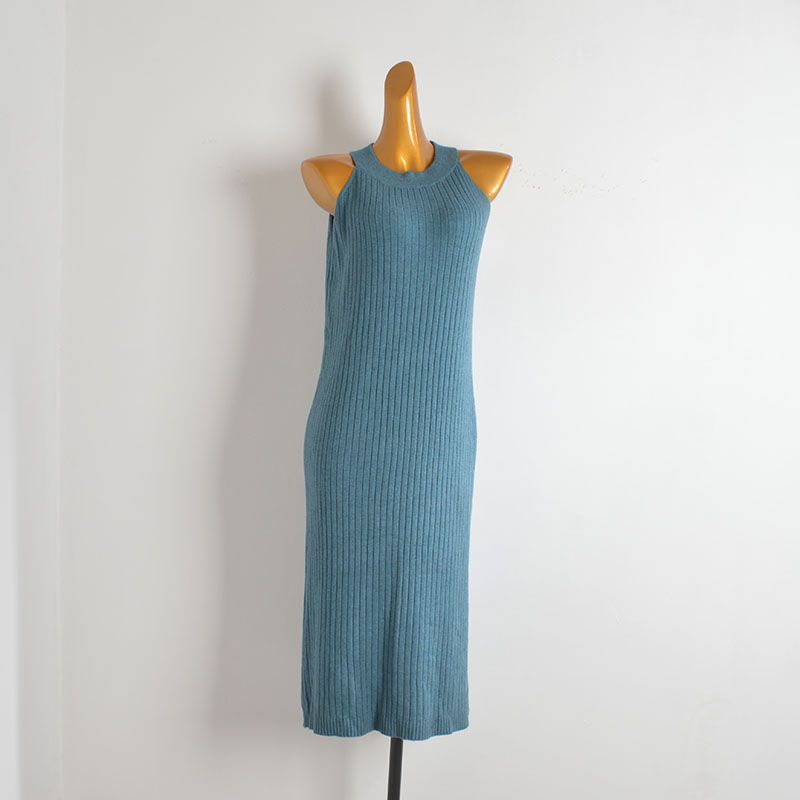 Sleeveless Knitted Cami Dress Women Spring and Summer New Versatile Round Neck Pullover Slim Fit Sexy Hip Skirt