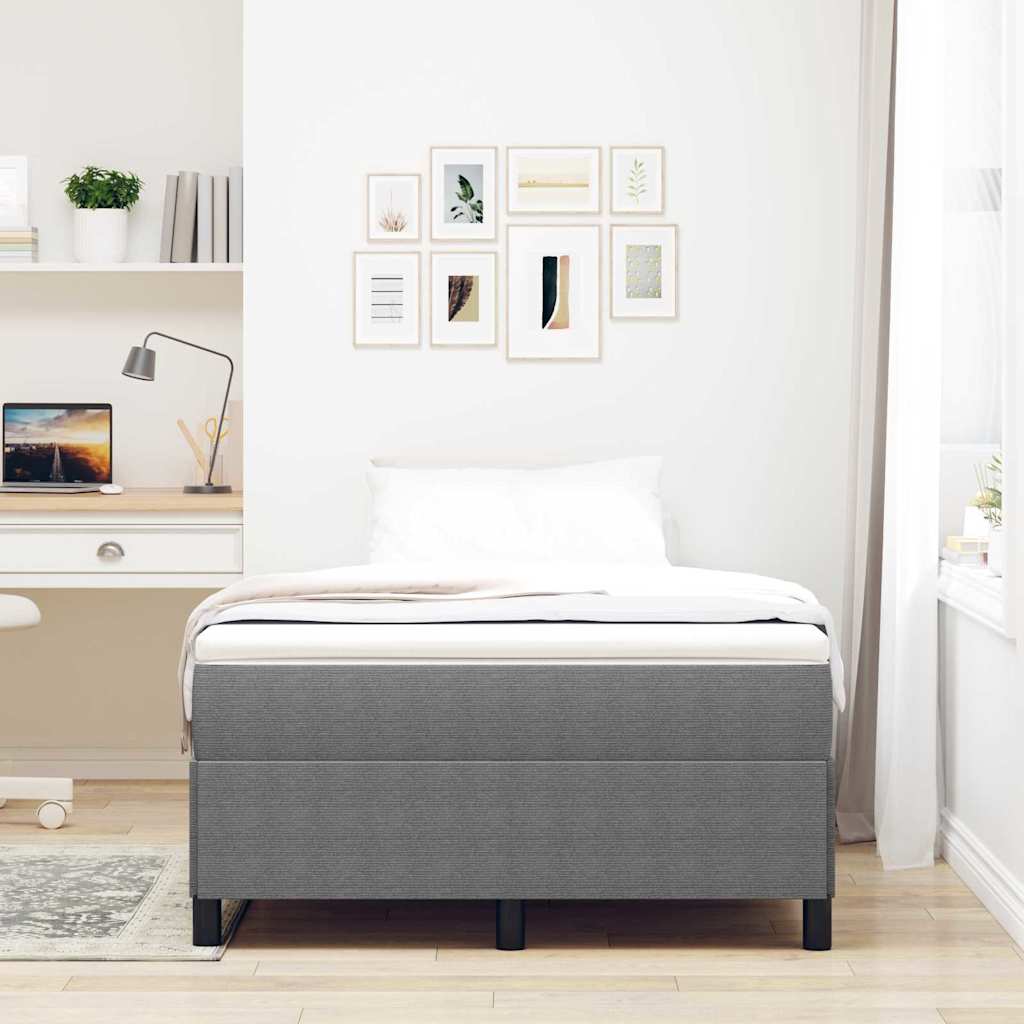Box Spring Bed Light Grey 120 x 190 cm Cord Fabric
