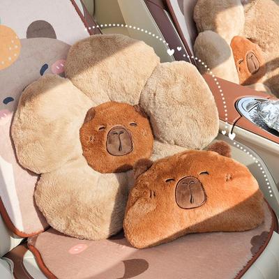 Capybara Cartoon Lumbar Support Cushion - Comfortable, Four-Season Car Seat Headrest