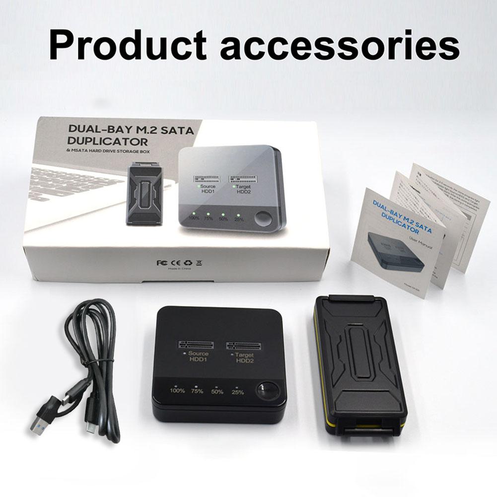 SSD Hard Drive Duplicator with LED Indicator Hard Drive Docking Station Data Transmission Dual Rotors Reading for Computer