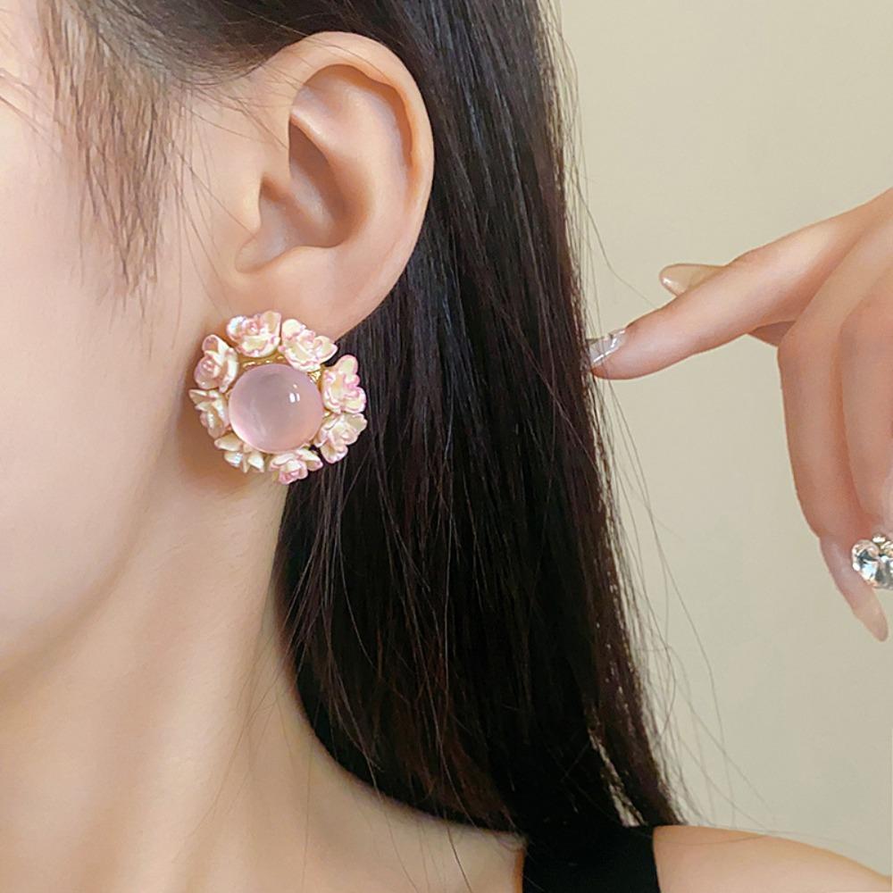 Ear Jewelry Flower Stud Earrings Light Luxury Sweet Flower Earrings Bohemian Earrings Women  Gift