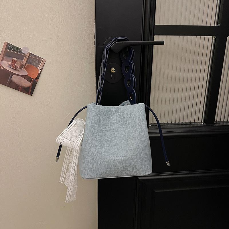 Spring new fashionable versatile solid color bucket bag portable shoulder messenger women's bag