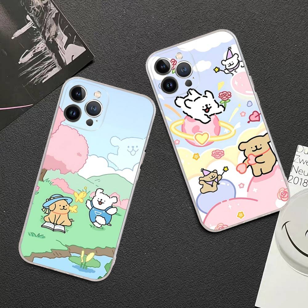 Line CARTOON P-PuppyS Phone Case For IPhone 16 15 14 11 12 13 Mini Pro XS Max Cover 6 7 8 Plus X Funda Shell