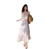 Damenkleid Seaside Resort Haute Couture Französisches Langes Kleid mit Neckholder Langes Kleid