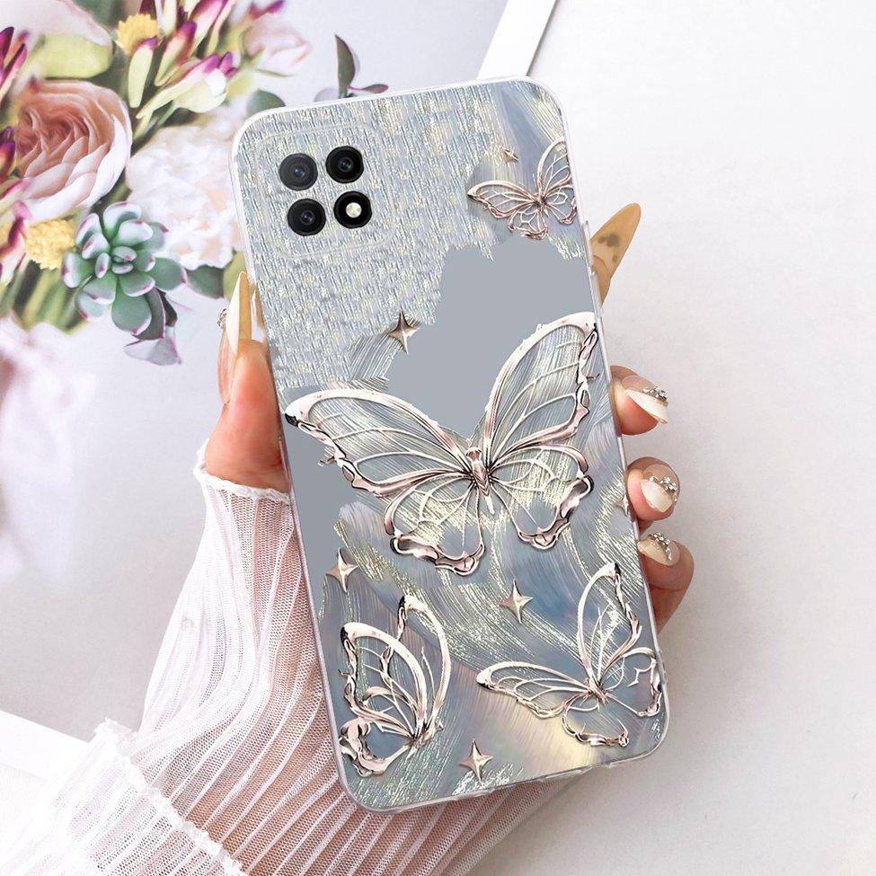 Clear For Oppo A73 5G CPH2161 Phone Case For Oppo A73 5G Cover Aesthetic Luxury Cute Cat Fashion Butterfly Funny Painted Casing