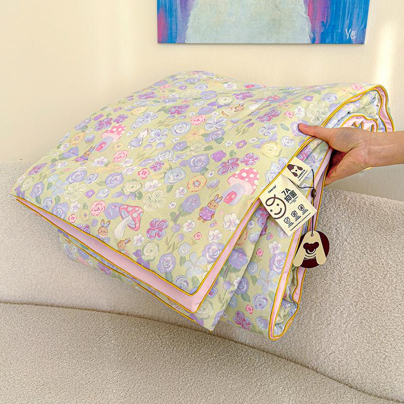 Class A Washed Cotton Double-Layer Gauze Soybean Fiber Summer Quilt – Cool, Airy, Machine Washable, Ideal for Air-Conditioning.