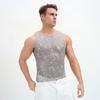 Herren Pailletten Weste Funkelnd Rundhals Ärmellos Shirt Durchsichtig Sexy Tanktop für Musikfestival Rave Nachtclub Bar Party