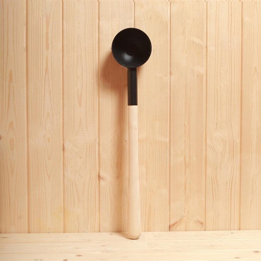 Aluminum Sauna Ladle Sauna Accessory Wooden Handle Ladle