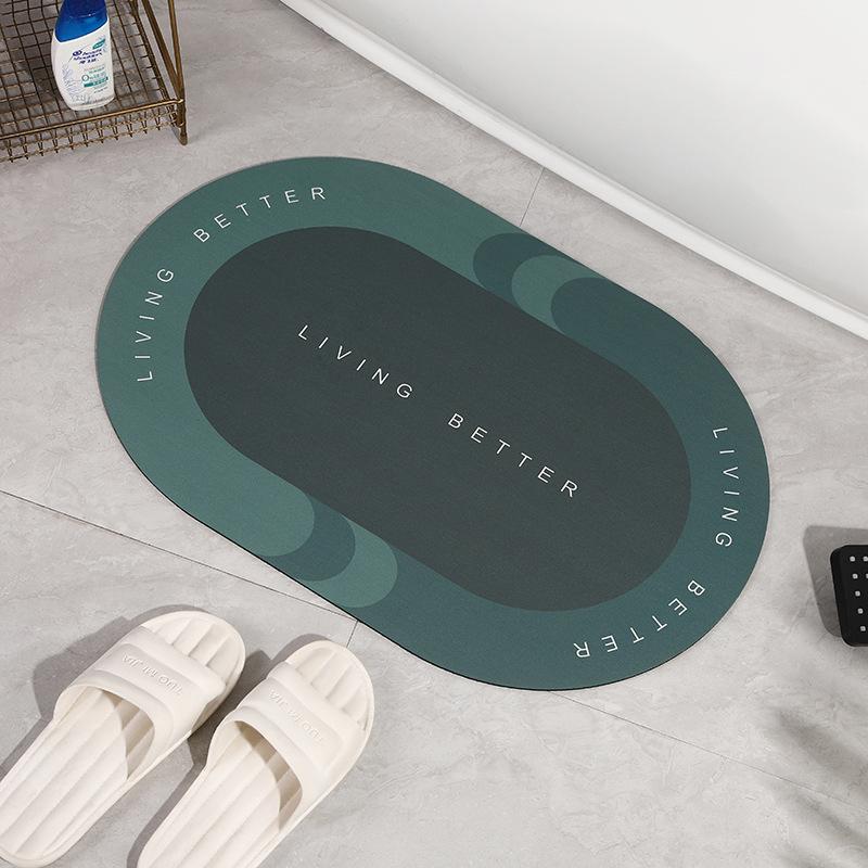 Oval Home Bathroom Diatom Mud Floor Mat Balcony Kitchen Absorbent Non-slip Mat Door Entry Square Door Mat