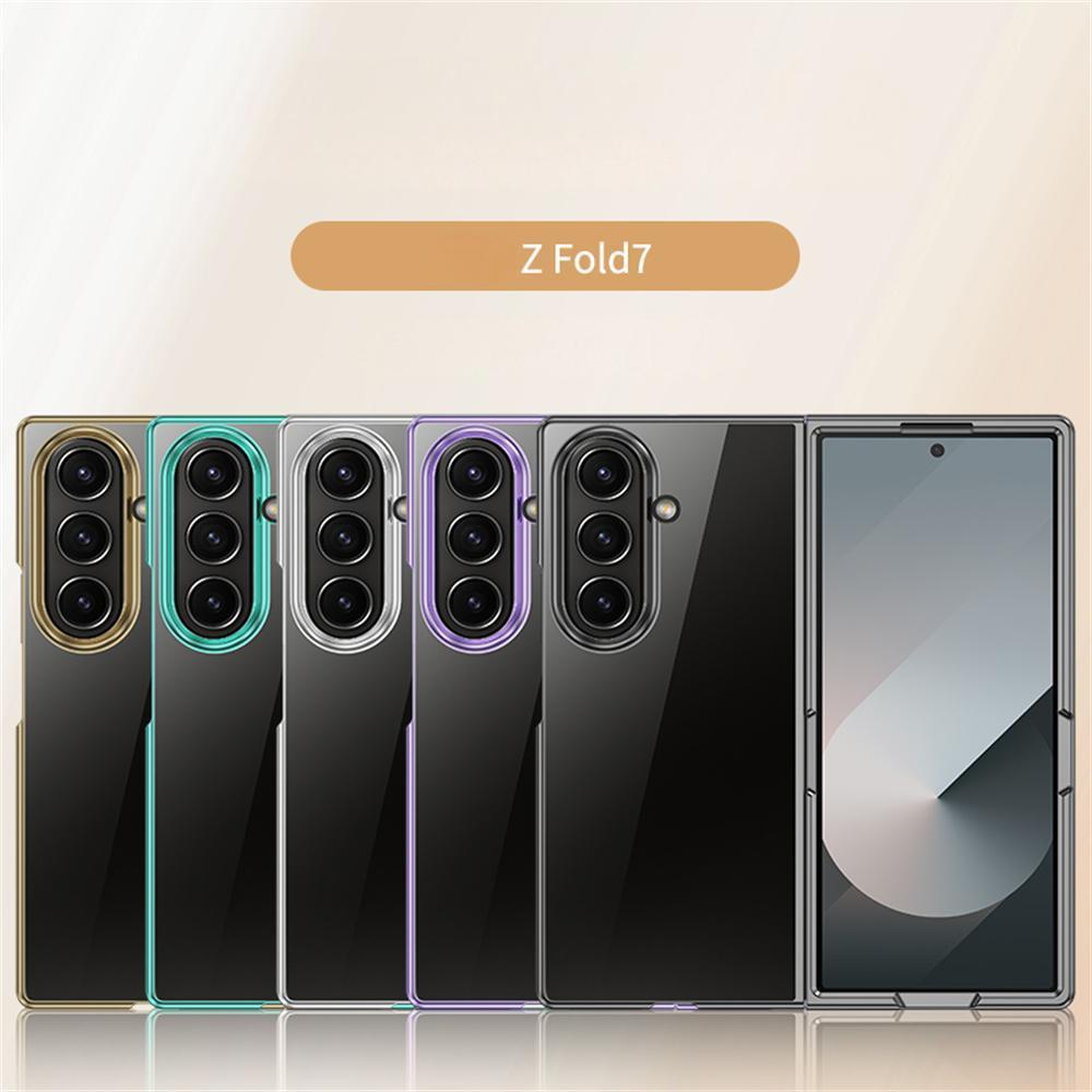 Luxury Electroplated Transparent Phone Case for Samsung Galaxy Z Fold 7 6 5 Shockproof Protective PC TPU Hard Back Cover Fold 7