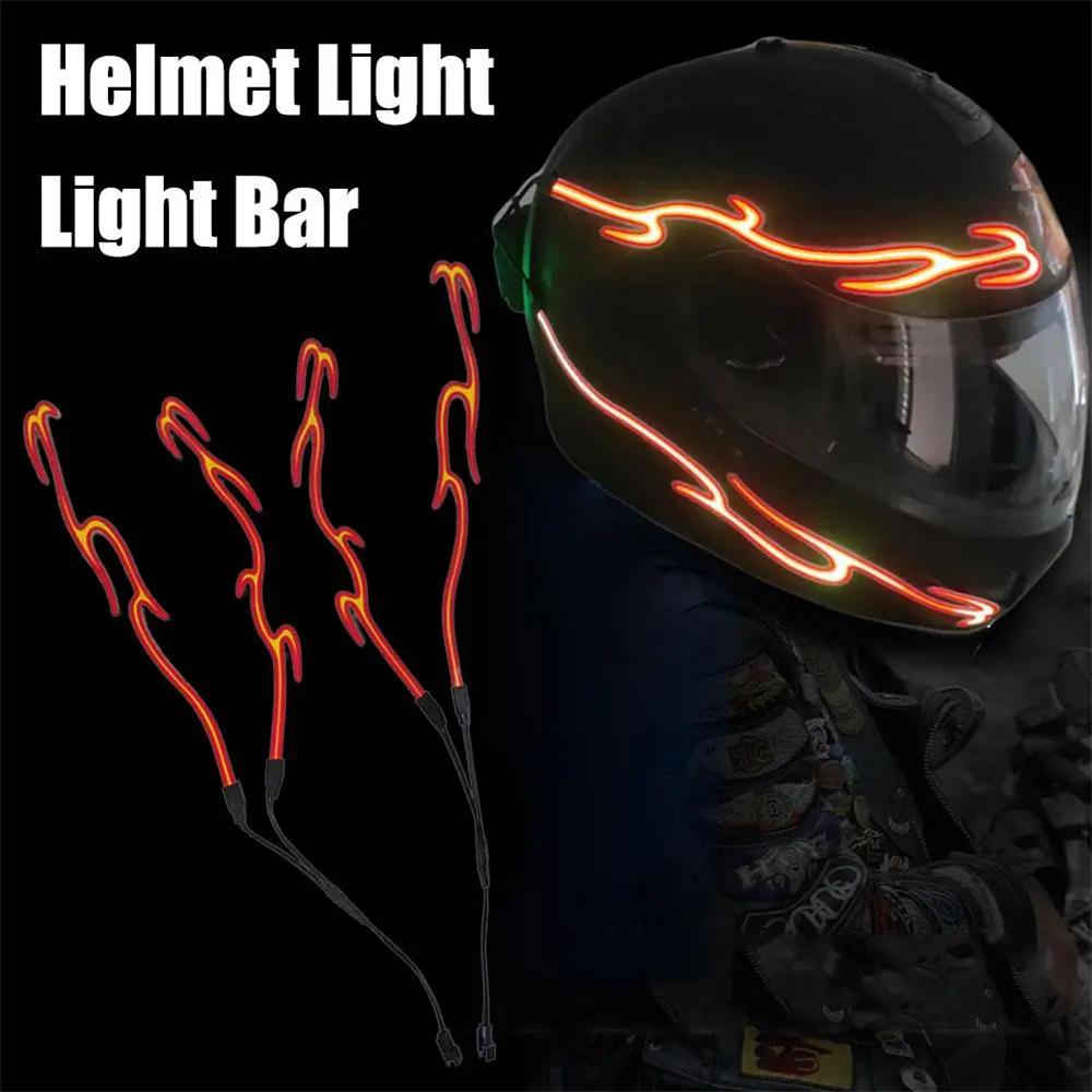 1Pair Motorcycle Helmet LED Cold Light Waterproof Strip Sticker Flashing Warning