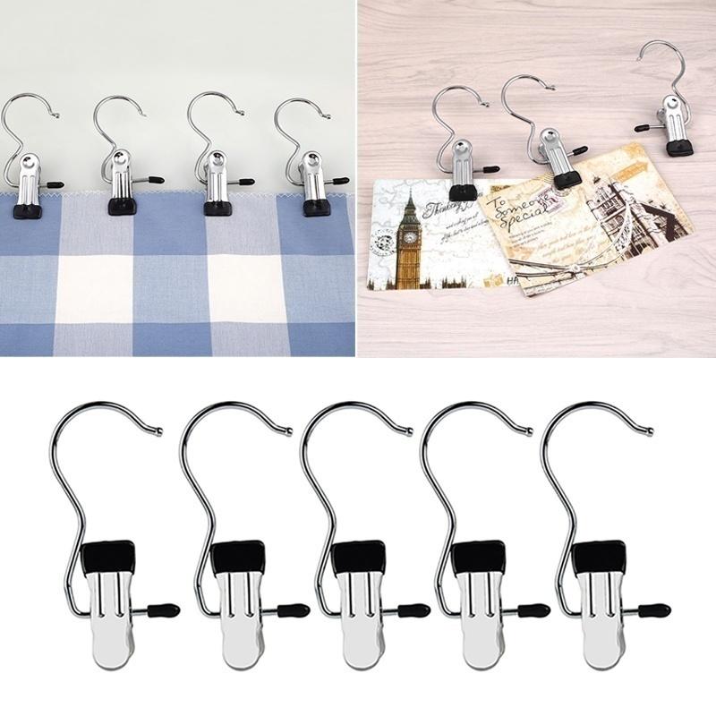 5Pcs Laundry Metal Hook Clothes Pin Boot Shoes Hanger Hold Clip Bathroom Hooks  Kitchen Hook