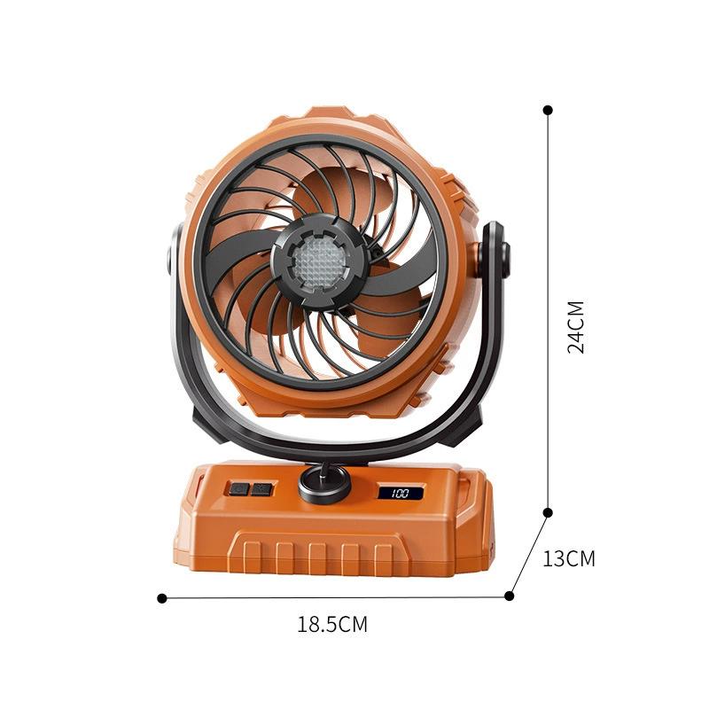 Ventilador de camping portátil con luz LED, ventilador de escritorio recargable de alta velocidad
