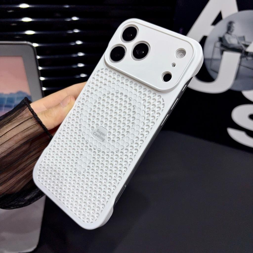 Ultra-thin borderless heat dissipation and breathable mobile phone case is suitable for iPhone17promax Apple 16pm fine hole honeycomb network