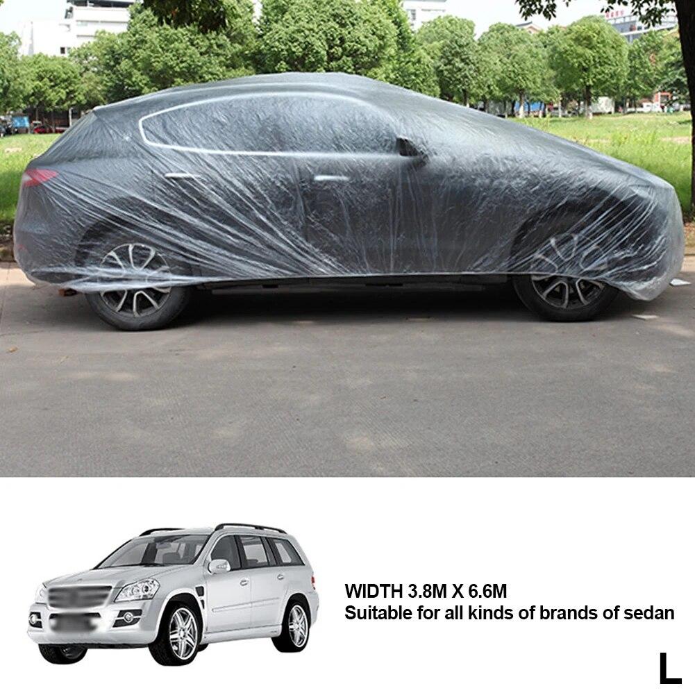 Universal Clear Car Cover Wth Elastic Band PE Plastics Clear Full Car Protective Shield Auto Vehicle Car Covers With Elastic